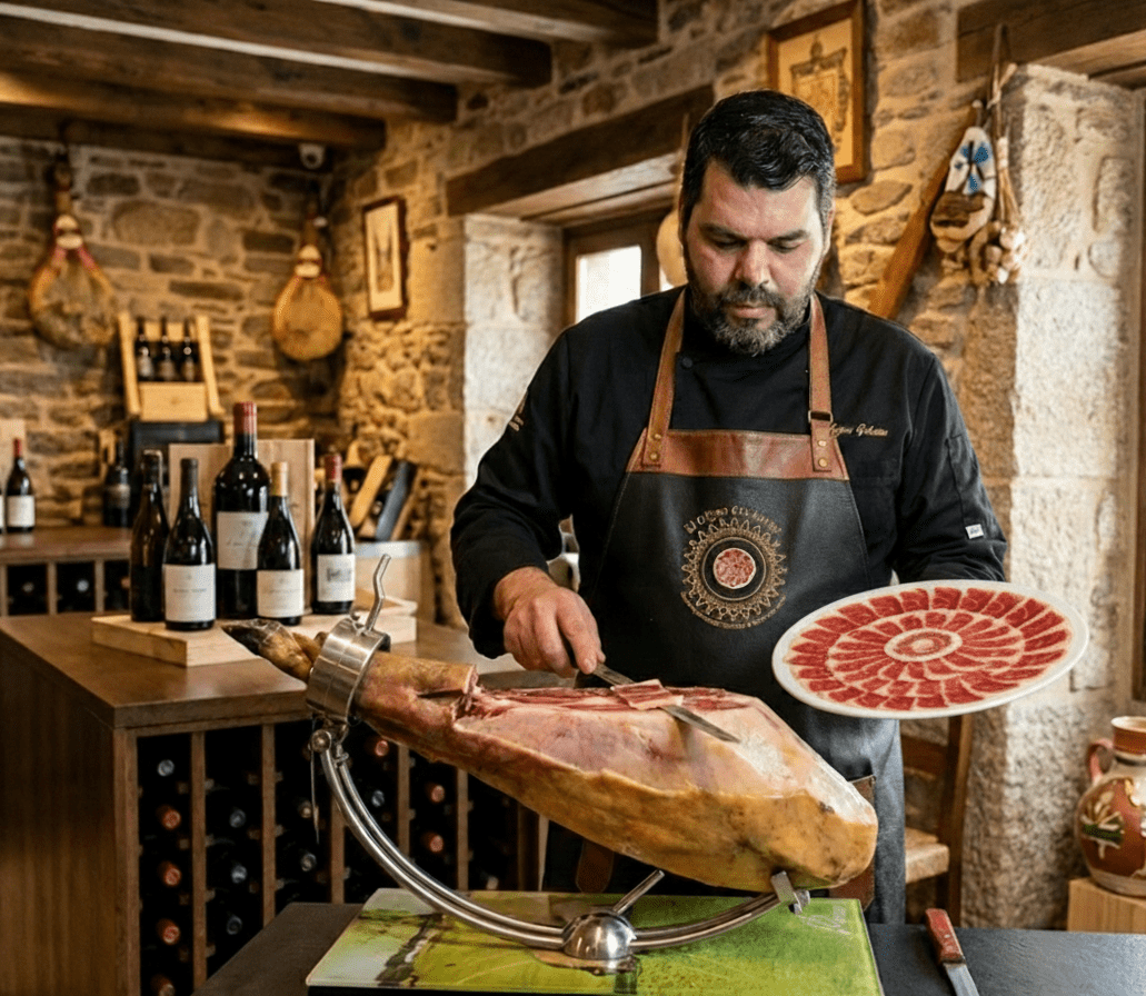 jamon cebo de campo iberico loncheado 4 David cortando jamon cebo de campo iberico loncheado